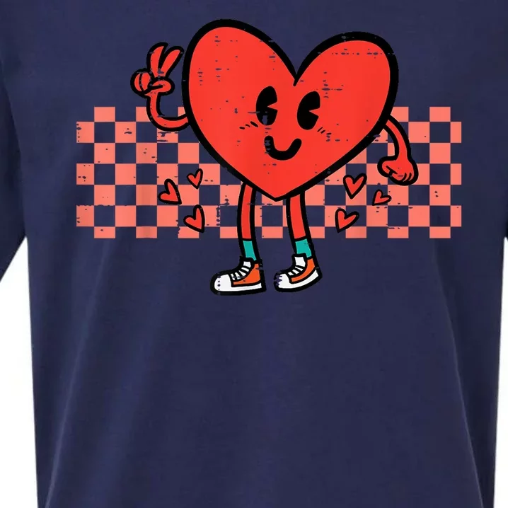 Valentines Day Heart Peace Hand Retro Groovy Sueded Cloud Jersey T-Shirt