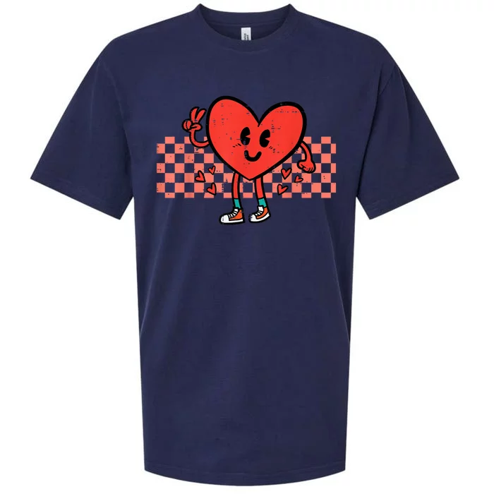 Valentines Day Heart Peace Hand Retro Groovy Sueded Cloud Jersey T-Shirt