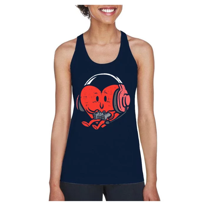 Valentines Day Heart Gamer Gaming Women's Racerback Tank