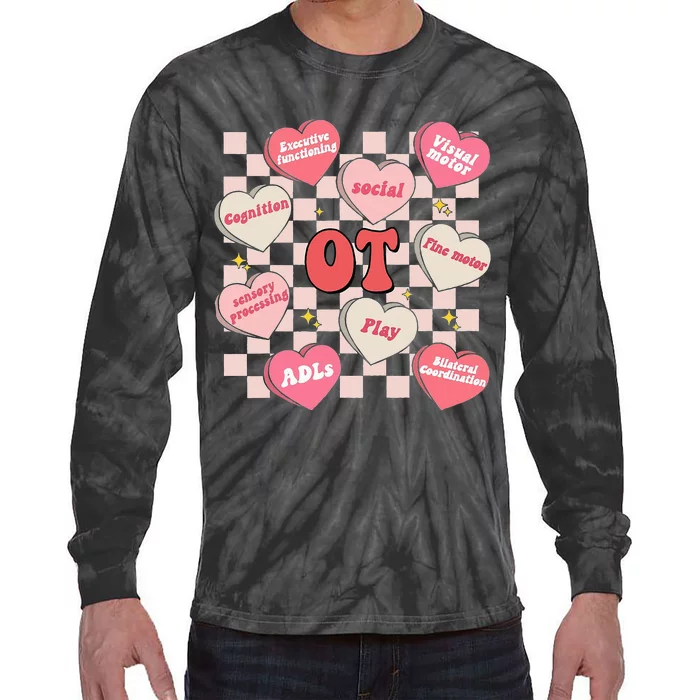 Valentines Day Heart Occupational Therapist OT Therapy Tie-Dye Long Sleeve Shirt