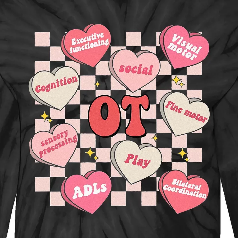 Valentines Day Heart Occupational Therapist OT Therapy Tie-Dye Long Sleeve Shirt