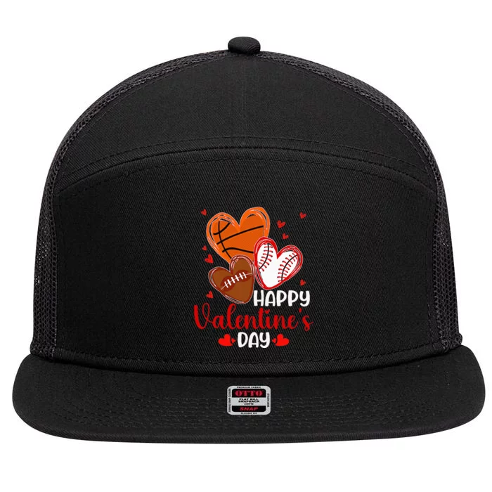 Valentines Day Happy Basketball Baseball Football 7 Panel Mesh Trucker Snapback Hat