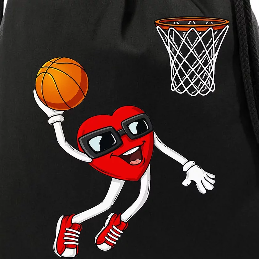 Valentines Day Heart Dunking Basketball Drawstring Bag