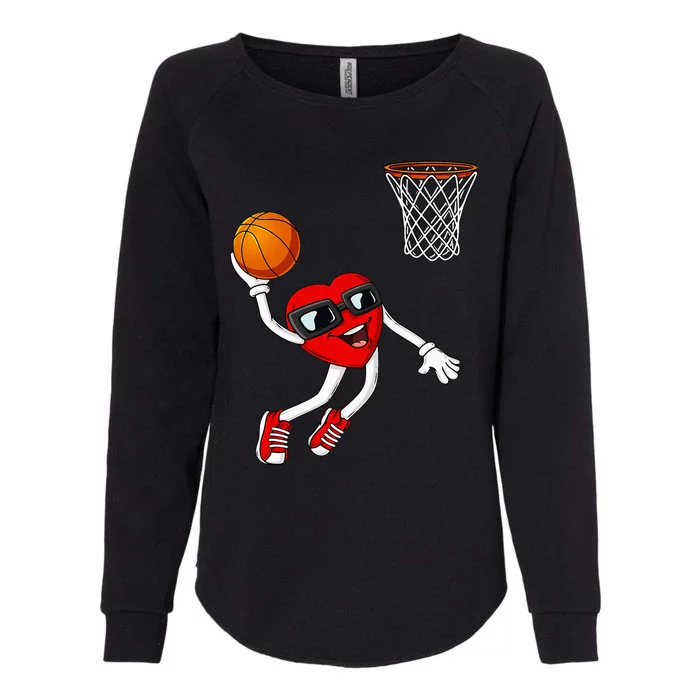 Valentines Day Heart Dunking Basketball Womens California Wash Sweatshirt