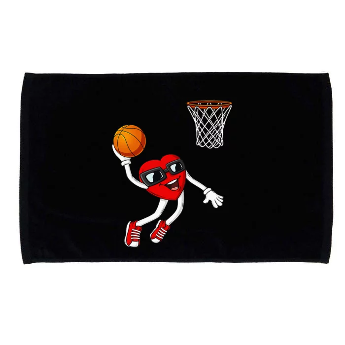 Valentines Day Heart Dunking Basketball Microfiber Hand Towel