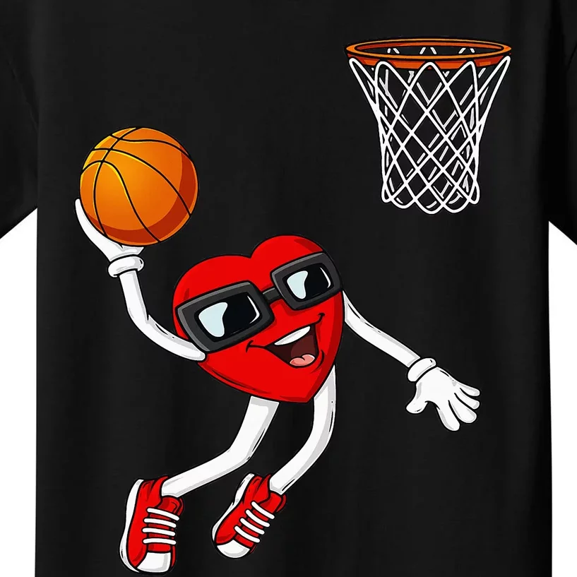 Valentines Day Heart Dunking Basketball Kids T-Shirt