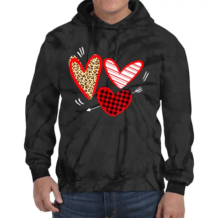 Valentines Day Hearts Love Leopard Plaid Women Heart Tie Dye Hoodie