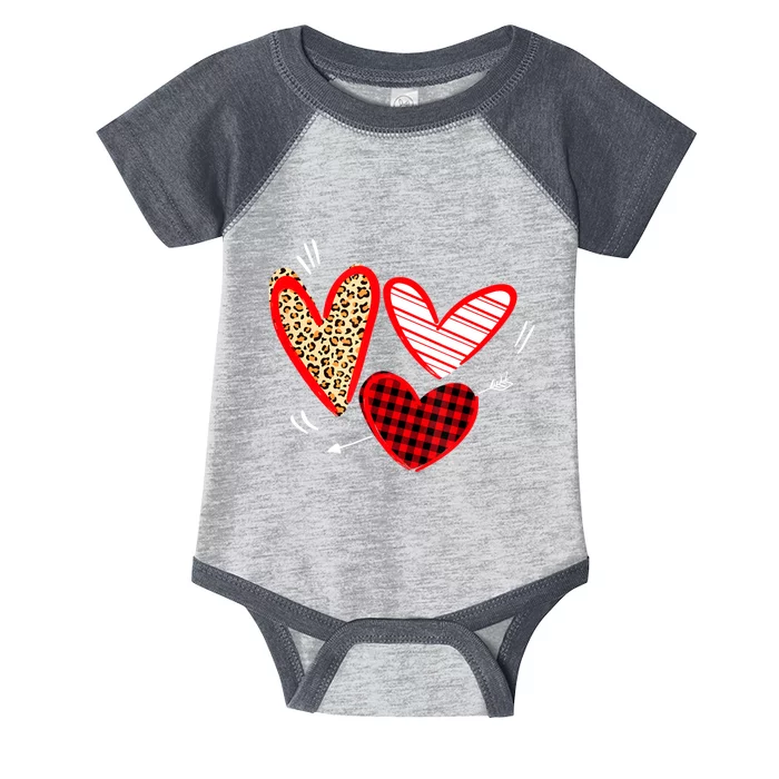 Valentines Day Hearts Love Leopard Plaid Women Heart Infant Baby Jersey Bodysuit