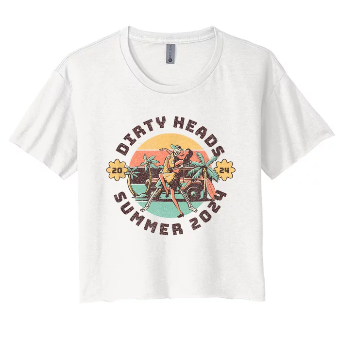 Vintage Dirty Heads In Retro Style Women's Crop Top Tee