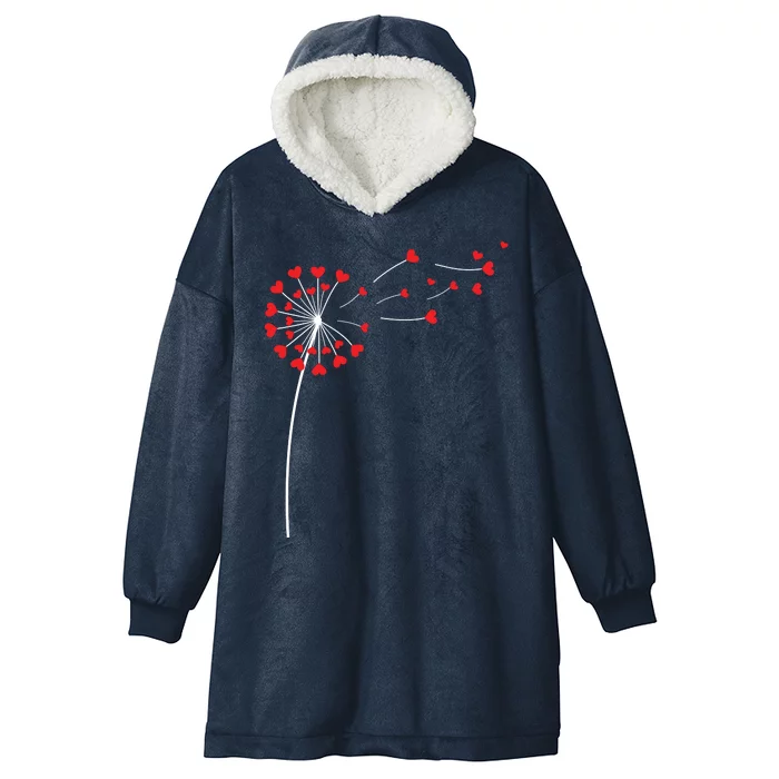 Valentines Day Heart Dandelion Cute Hooded Wearable Blanket