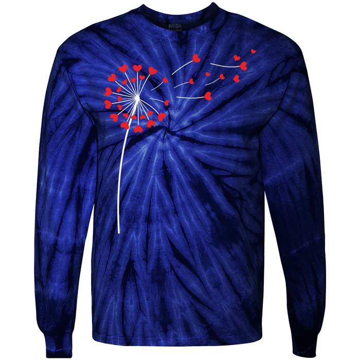 Valentines Day Heart Dandelion Cute Tie-Dye Long Sleeve Shirt