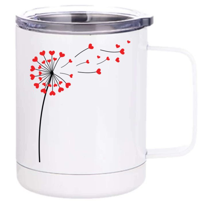 Valentines Day Heart Dandelion Cute Front & Back 12oz Stainless Steel Tumbler Cup