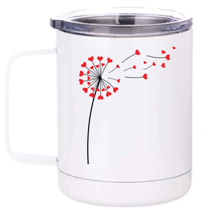 Valentines Day Heart Dandelion Cute Front & Back 12oz Stainless Steel Tumbler Cup