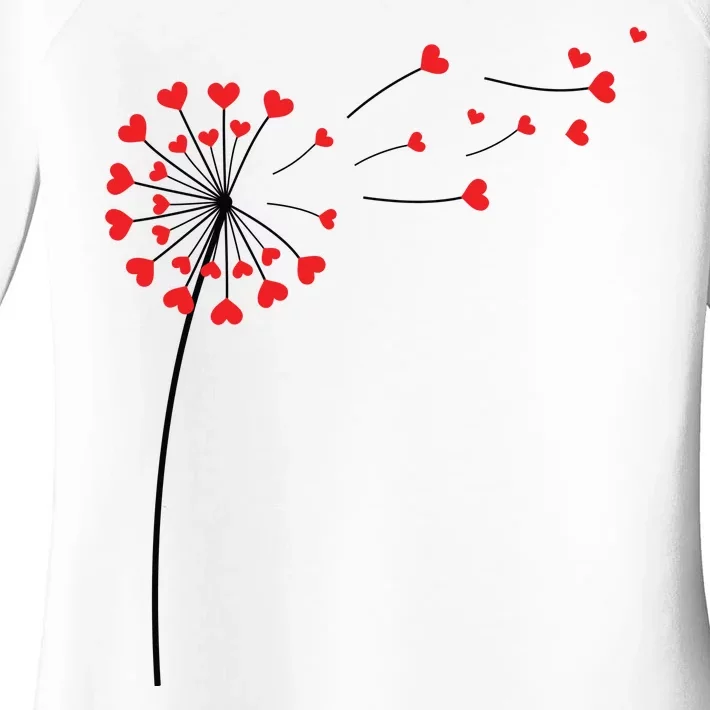 Valentines Day Heart Dandelion Cute Women's Perfect Tri Tunic Long Sleeve Shirt