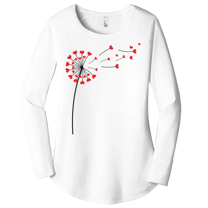 Valentines Day Heart Dandelion Cute Women's Perfect Tri Tunic Long Sleeve Shirt