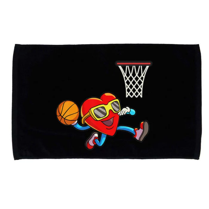 Valentines Day Heart Dunking Basketball Microfiber Hand Towel