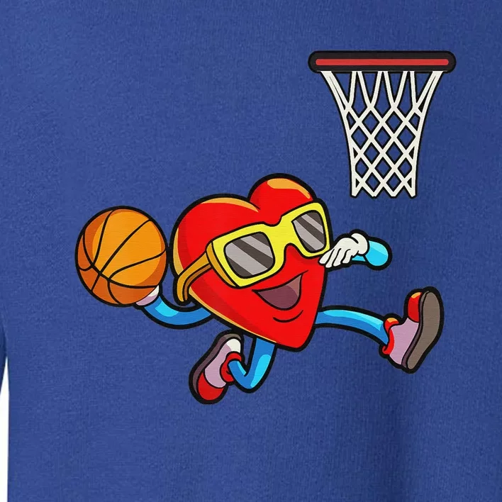 Valentines Day Heart Dunking Basketball Toddler Sweatshirt