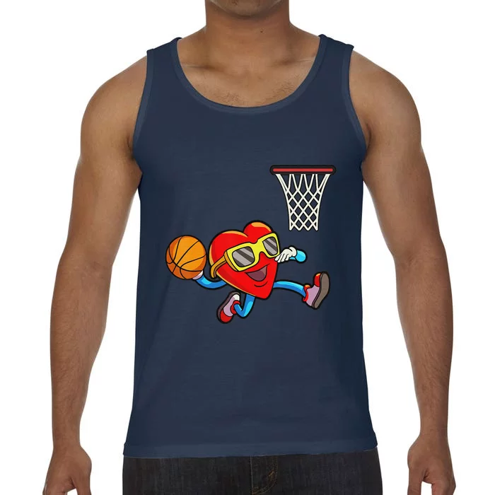 Valentines Day Heart Dunking Basketball Comfort Colors® Tank Top