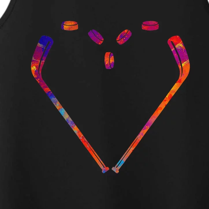 Valentines Day Heart Hockey Stick Valentines Day Hockey Gift Performance Tank