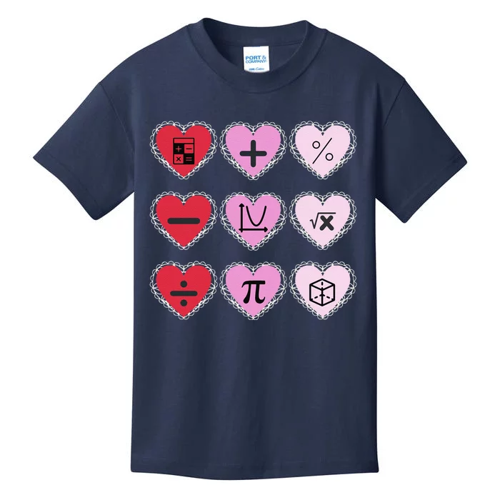 Valentine's Day Hearts Math Design Cute Kids T-Shirt