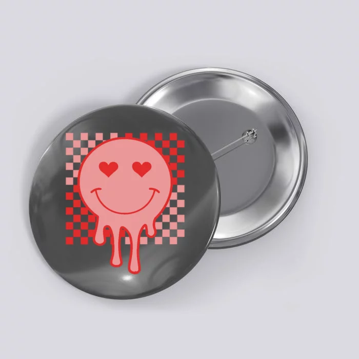 Valentines Day Hippie Heart Smile Retro Button