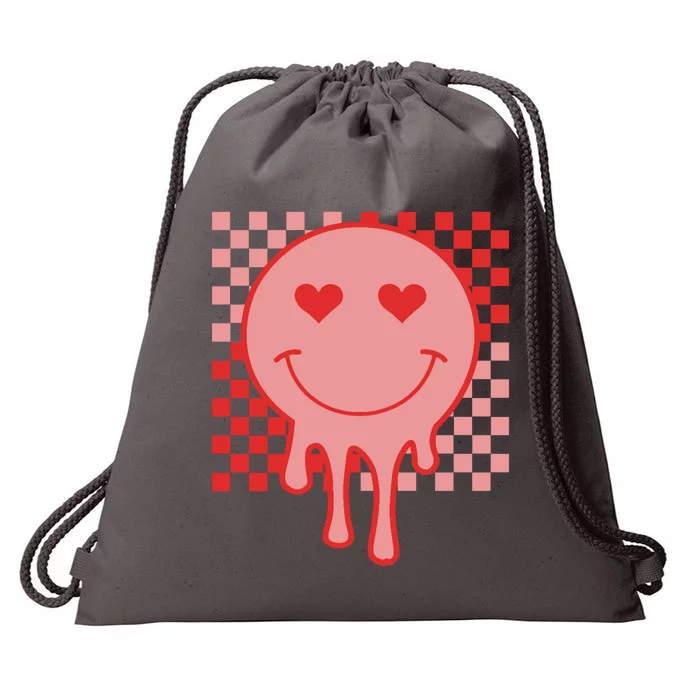 Valentines Day Hippie Heart Smile Retro Drawstring Bag