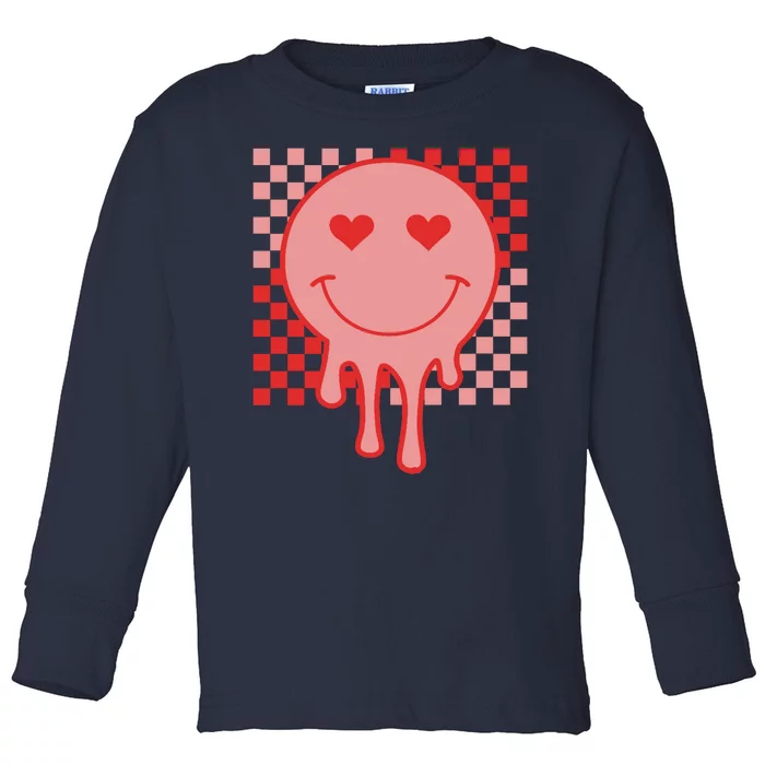 Valentines Day Hippie Heart Smile Retro Toddler Long Sleeve Shirt