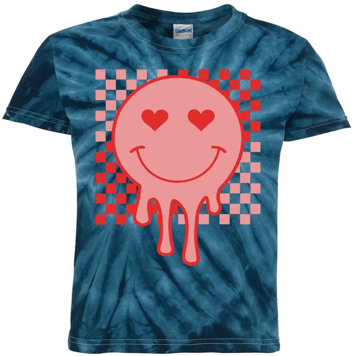 Valentines Day Hippie Heart Smile Retro Kids Tie-Dye T-Shirt