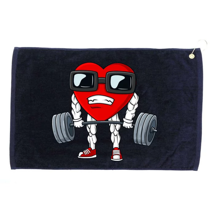 Valentines Day Heart Weightlifting Funny Deadlift Fitness Gift Grommeted Golf Towel