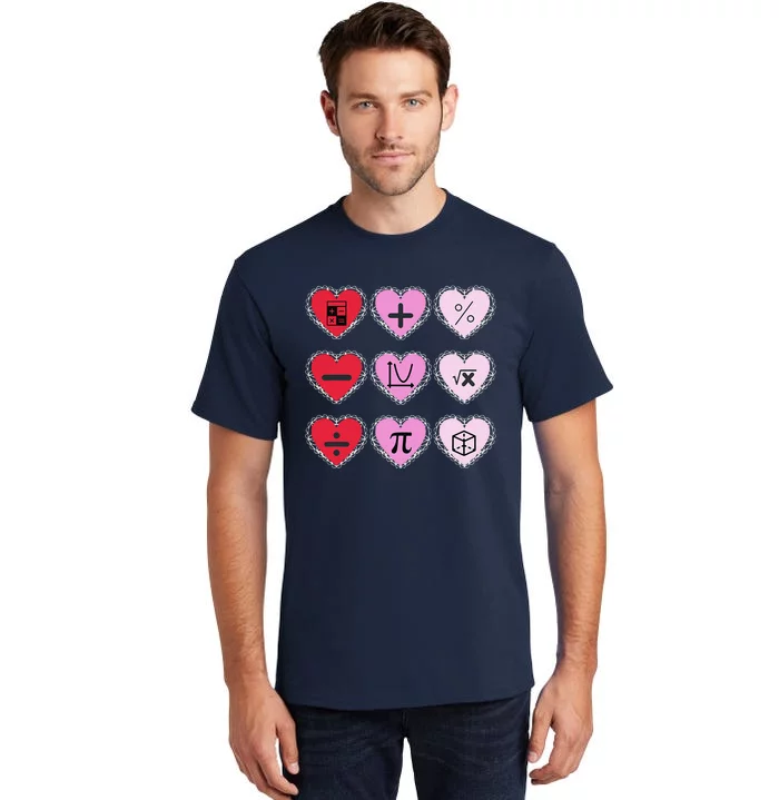 Valentine's Day Hearts Math Design Tall T-Shirt