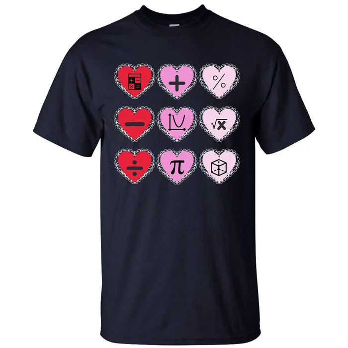 Valentine's Day Hearts Math Design Tall T-Shirt