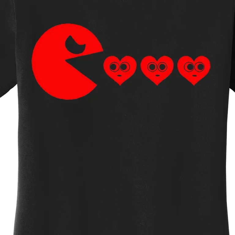 Valentines Day Hearts Eating Funny Gamer Game Women's T-Shirt