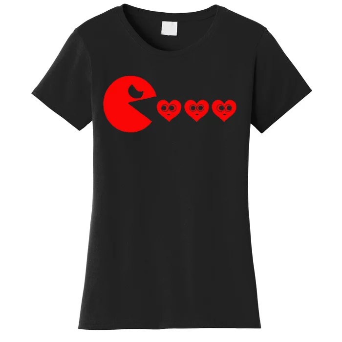 Valentines Day Hearts Eating Funny Gamer Game Women's T-Shirt