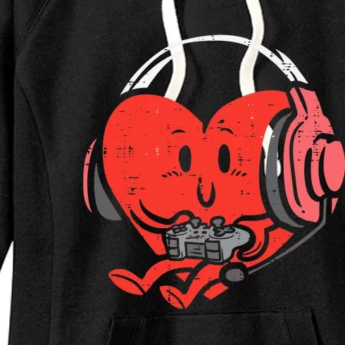 Valentines Day Heart Gamer Gaming Women's Fleece Hoodie