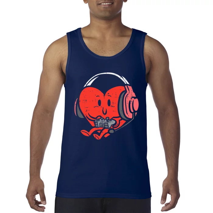 Valentines Day Heart Gamer Gaming Tank Top