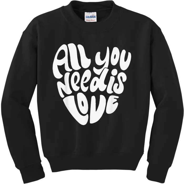 Valentines Day Heart  Girls Love Is All You Need V-Neck Kids Sweatshirt