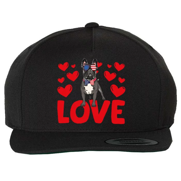 Valentine's Day Hearts Love French Bulldog Animal Lovers Gift Wool Snapback Cap