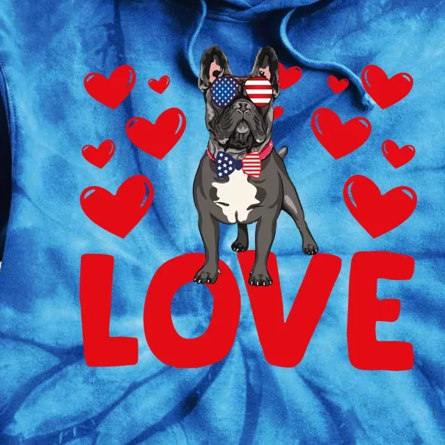 Valentine's Day Hearts Love French Bulldog Animal Lovers Gift Tie Dye Hoodie