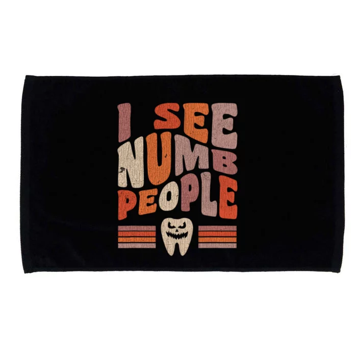 Vintage Dental Hygienist Halloween I See Numb People Microfiber Hand Towel