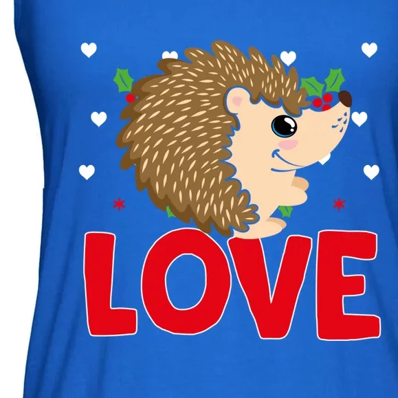 Valentine's Day Hearts Love Hedgehog Animal Lovers Cute Gift Ladies Essential Flowy Tank