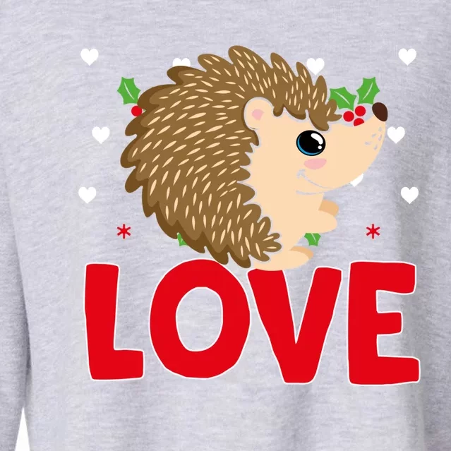 Valentine's Day Hearts Love Hedgehog Animal Lovers Cute Gift Cropped Pullover Crew