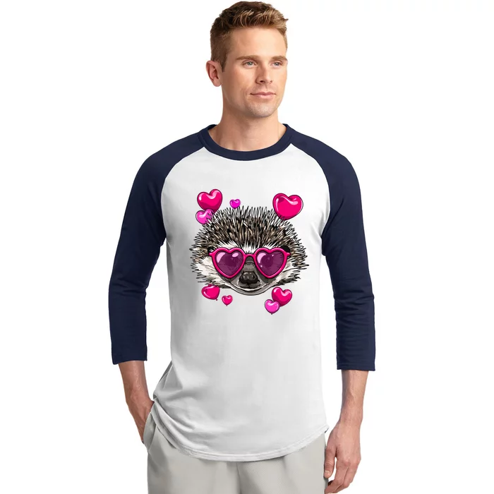 Valentines Day Hedgehog Funny Hedgehog Lover Gift Baseball Sleeve Shirt