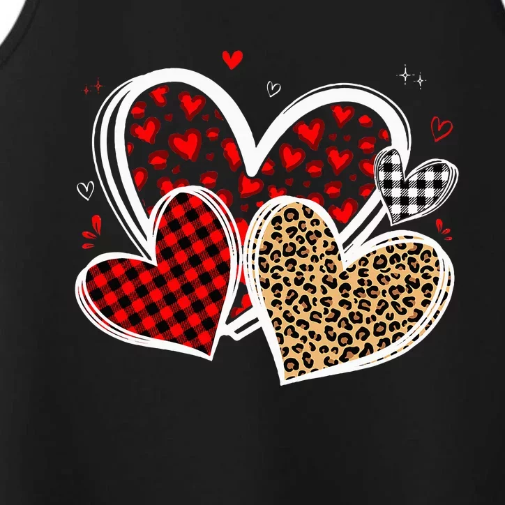 Valentines Day Hearts Love Leopard Red Plaid Performance Tank