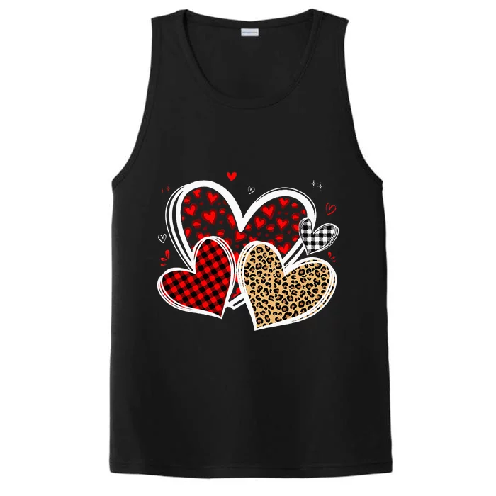 Valentines Day Hearts Love Leopard Red Plaid Performance Tank