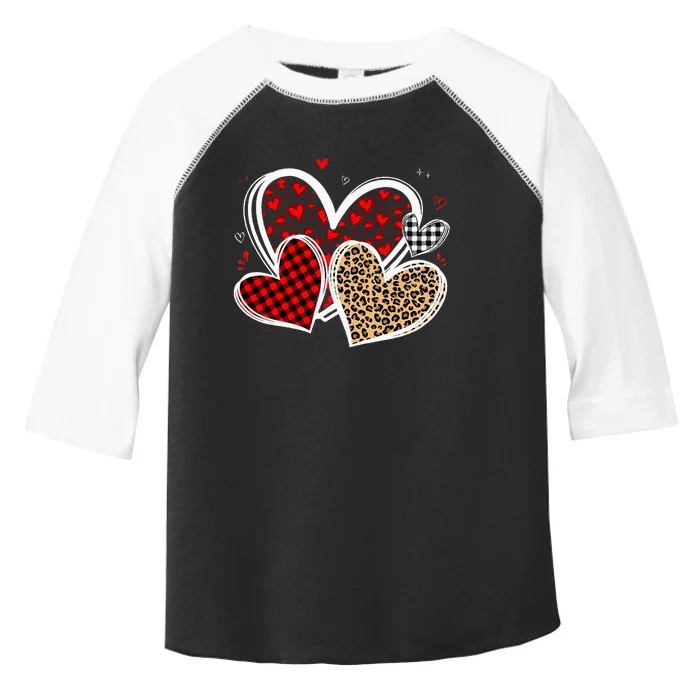 Valentines Day Hearts Love Leopard Red Plaid Toddler Fine Jersey T-Shirt