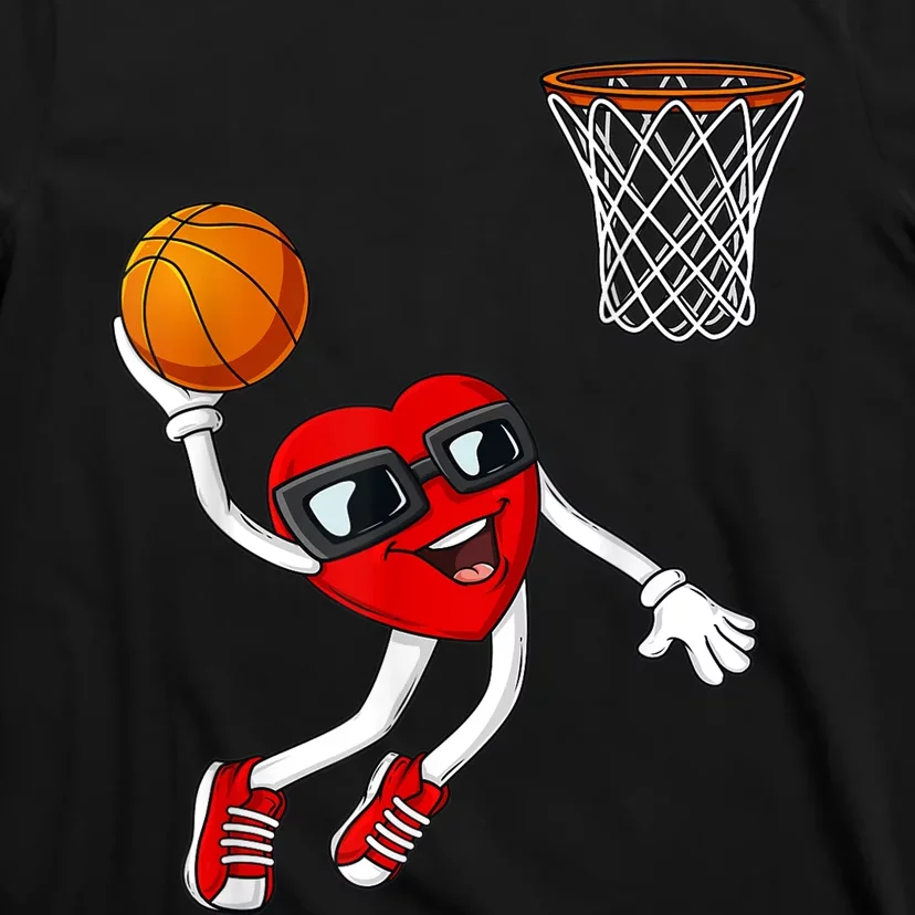 Valentines Day Heart Dunking Basketball Boys Girls K.i.d.s T-Shirt