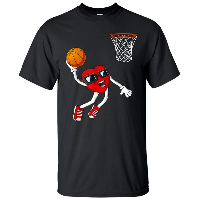 Valentines Day Heart Dunking Basketball Boys Girls K.i.d.s Tall T-Shirt