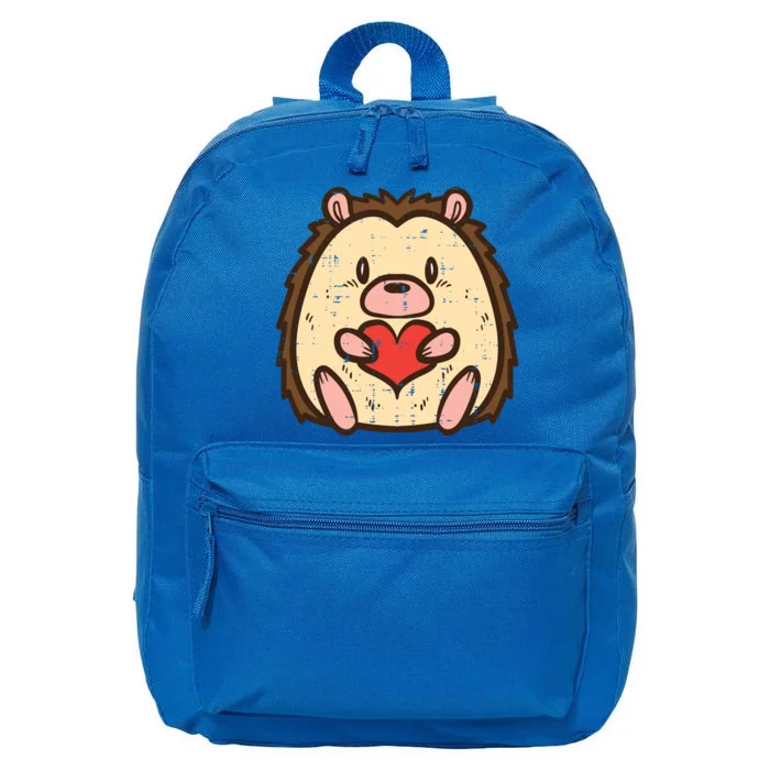 Valentines Day Hedgehog Heart Great Gift 16 in Basic Backpack