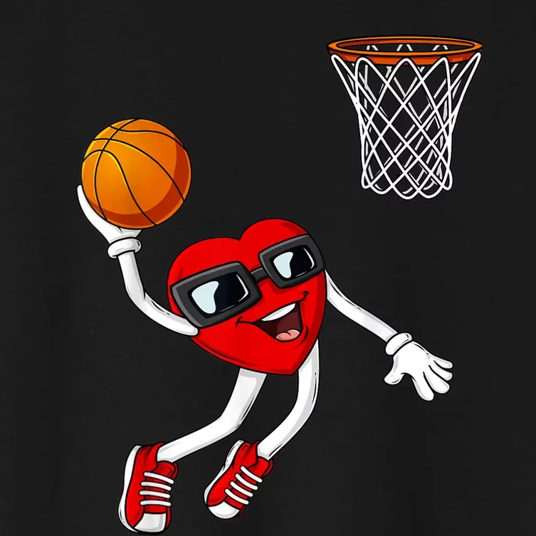 Valentines Day Heart Dunking Basketball Boys Girls Kids Women's Crop Top Tee