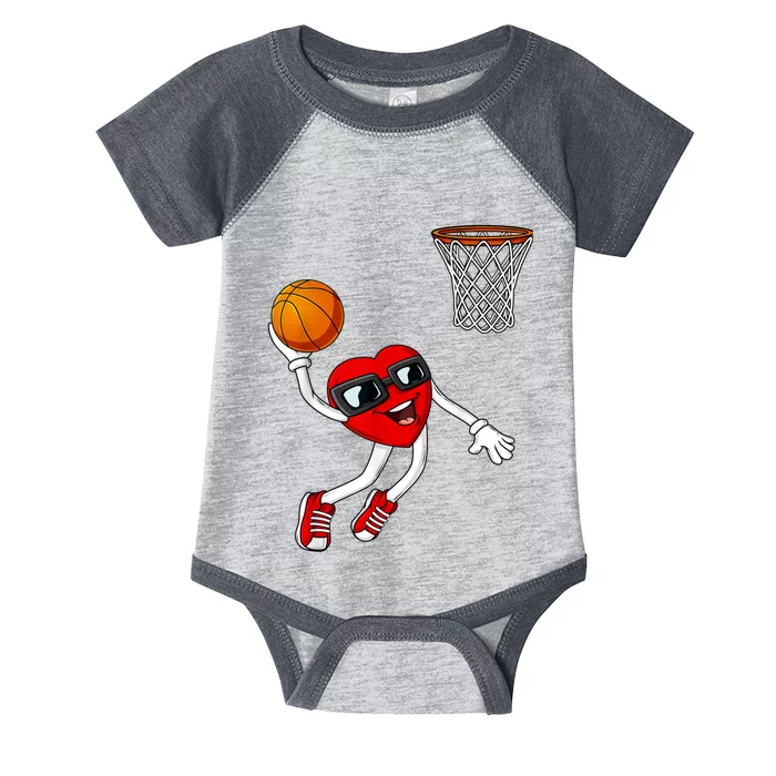 Valentines Day Heart Dunking Basketball Boys Girls Kids Infant Baby Jersey Bodysuit